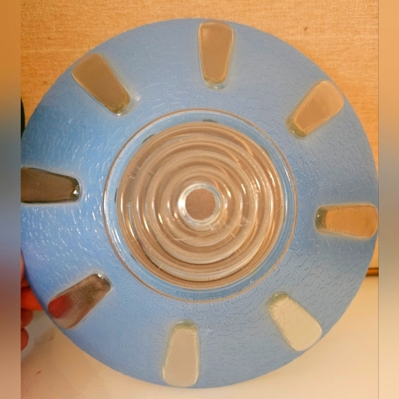 Vintage Art Deco Semi-Flush Pastel Blue Ceiling Light Glass Shade - Picture 4 of 5